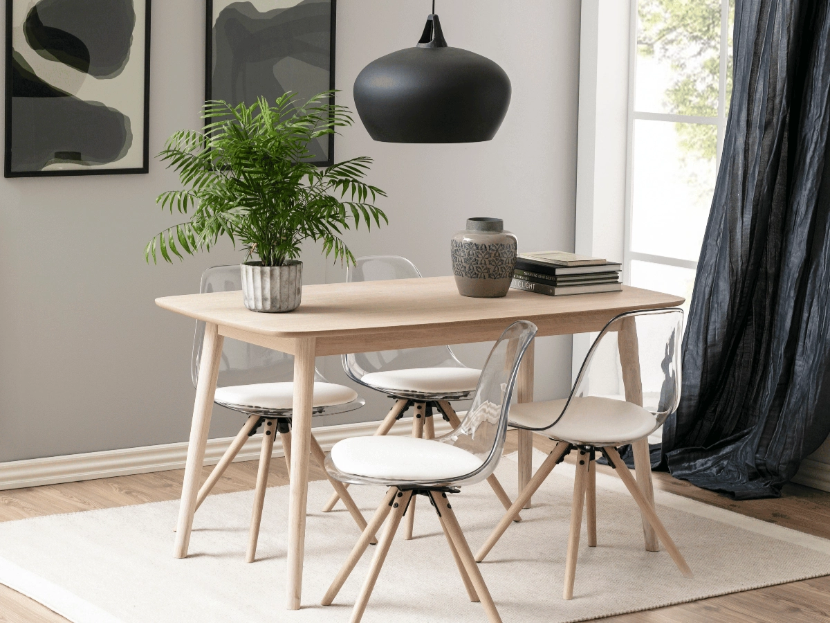 Hjem Design Yuno Rectangular Dining Table, Oak
